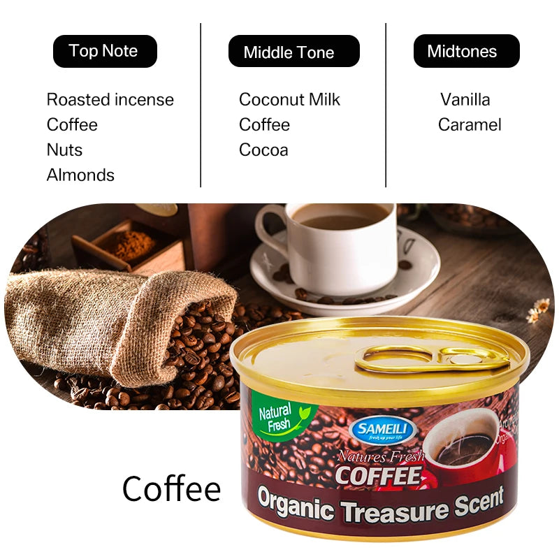 Car Fragrance Car Air Freshener Perfume Canned Essential Oil Wood Block Coffee Fragrance Long-Lasting Fragrance Car Home Aromatic Deodorant Supplies Ornaments