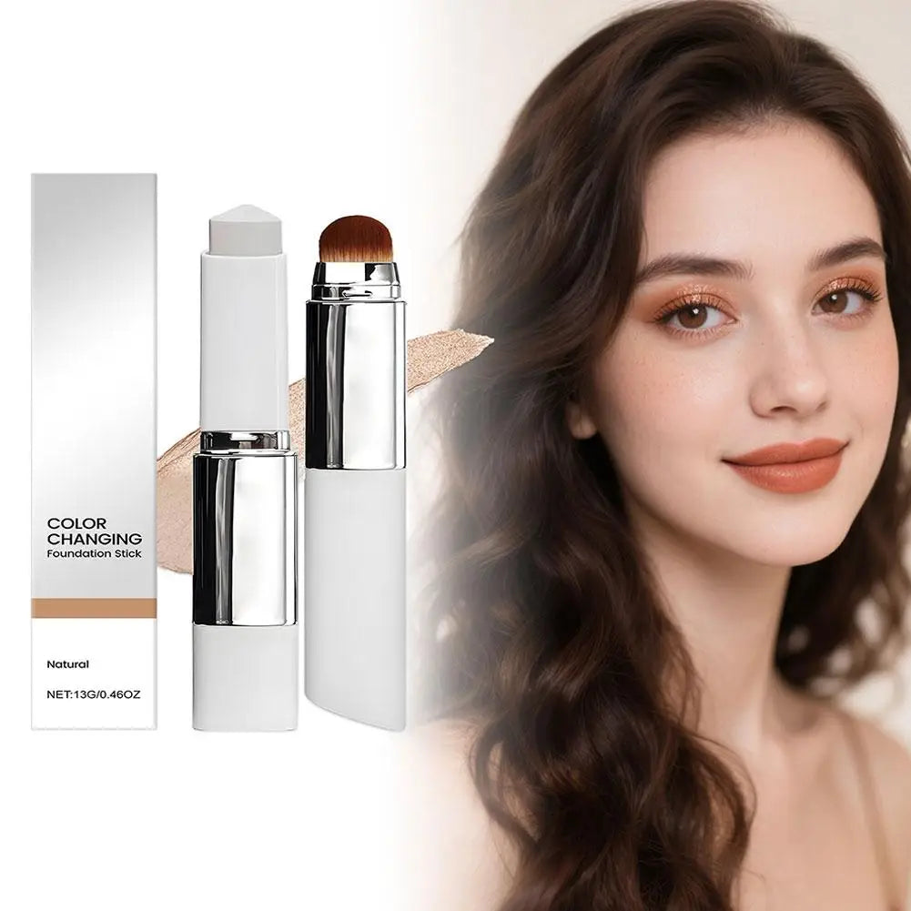 Korean Foundation Make-Up Stick Double Head with Brush Lightweight Brighten Matte Liquid Base Sweat-Resistant Cosmetics