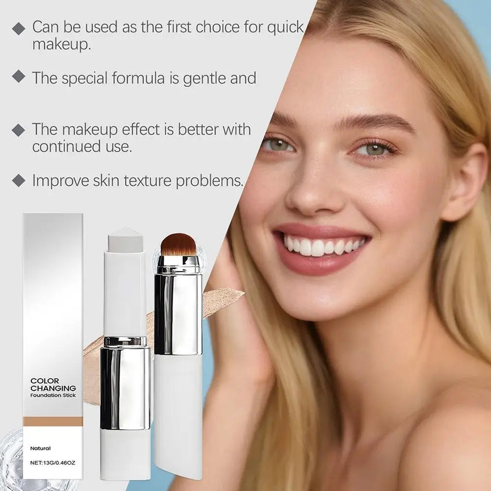 Korean Foundation Make-Up Stick Double Head with Brush Lightweight Brighten Matte Liquid Base Sweat-Resistant Cosmetics