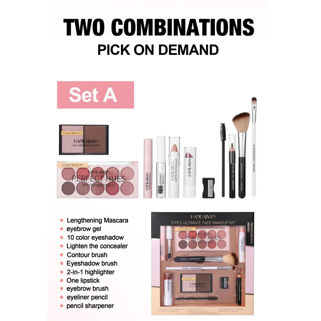 Professional 11 Pcs Makeup Kit Waterproof Eyeshadow Contour Blusher Set Highly Pigmented Smudge Proof Face Cosmetics Collection