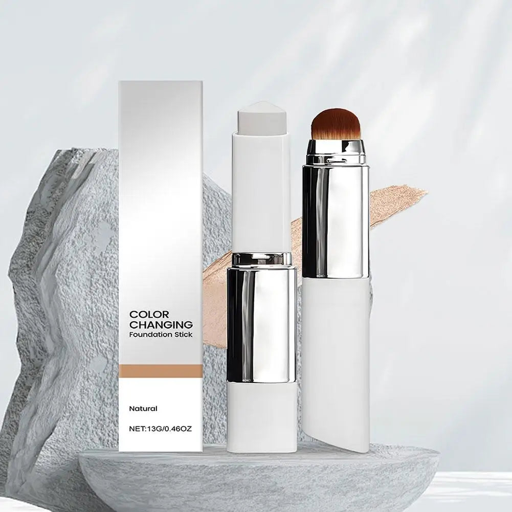 Korean Foundation Make-Up Stick Double Head with Brush Lightweight Brighten Matte Liquid Base Sweat-Resistant Cosmetics