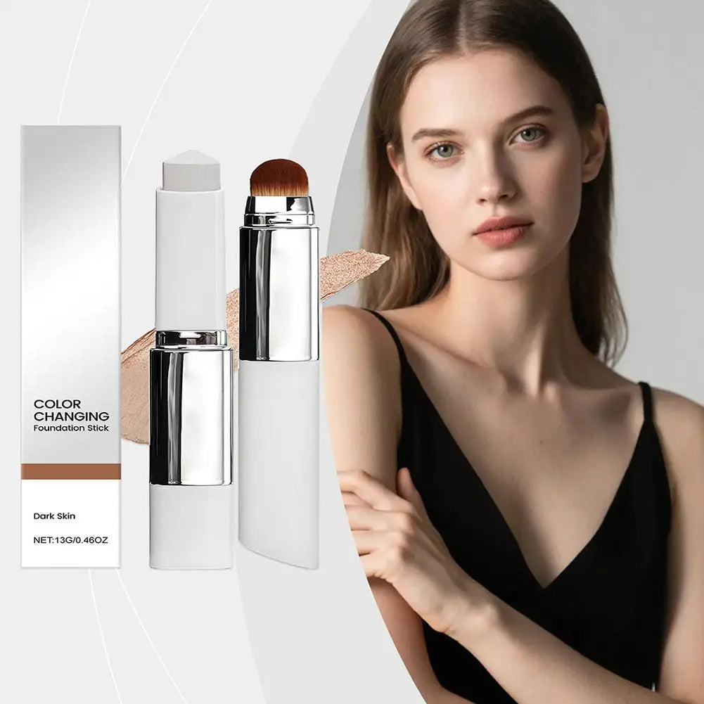 Korean Foundation Make-Up Stick Double Head with Brush Lightweight Brighten Matte Liquid Base Sweat-Resistant Cosmetics