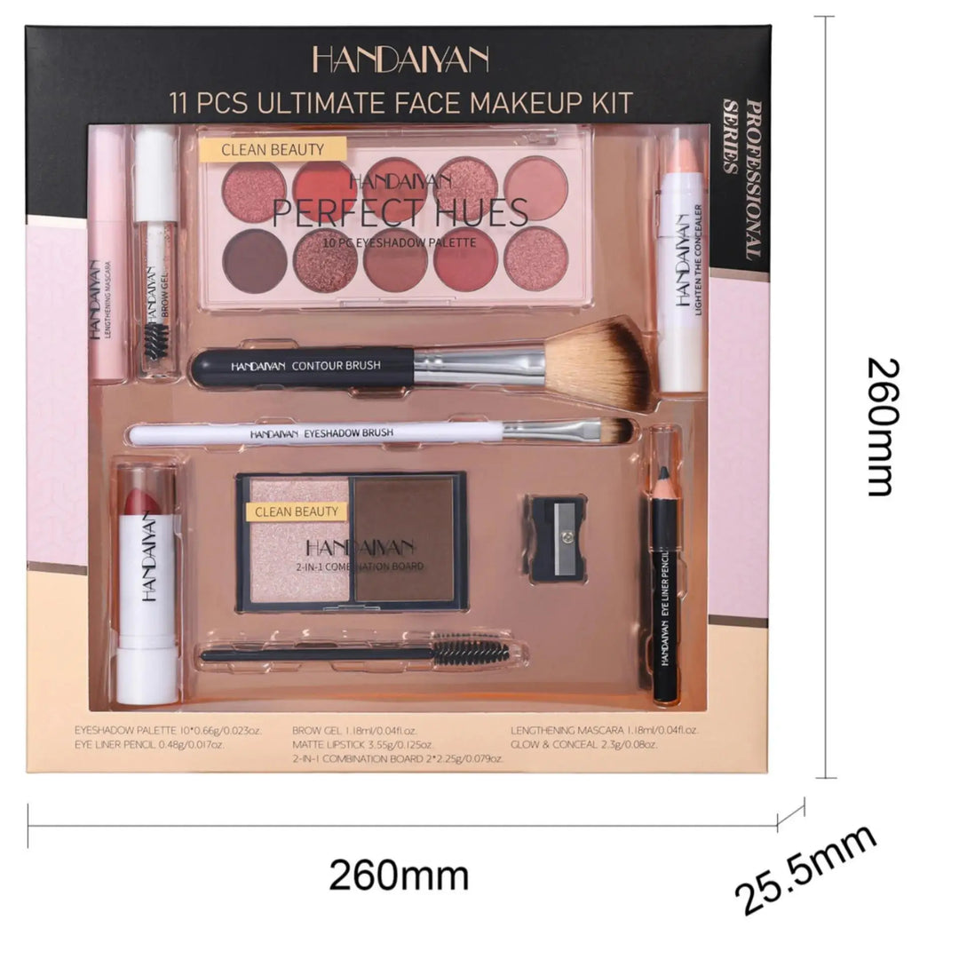 Professional 11 Pcs Makeup Kit Waterproof Eyeshadow Contour Blusher Set Highly Pigmented Smudge Proof Face Cosmetics Collection